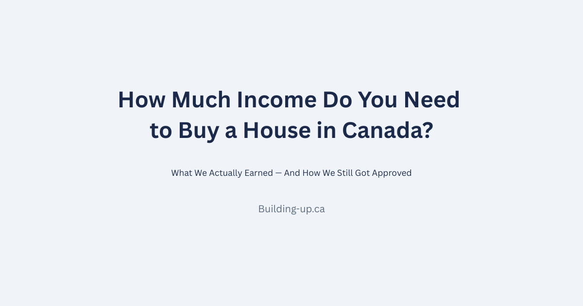 Featured image for how much income you need to buy a house in Canada with text overlay on a light background