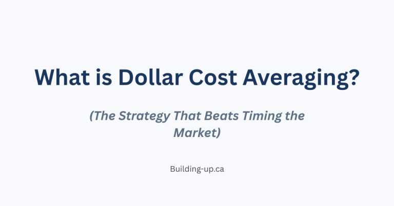 Featured image for what is dollar cost averaging blog post with text overlay on a light background
